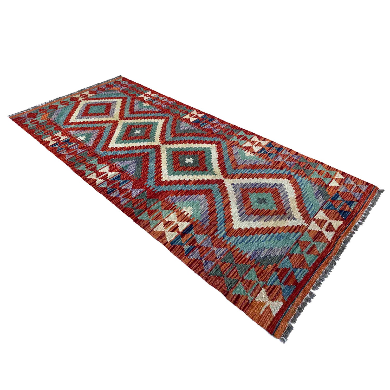 Hand Knotted Flatweave Kilim Runner 2' 7" x 6' 4" ft / 79 x 194 cm - No. P37002