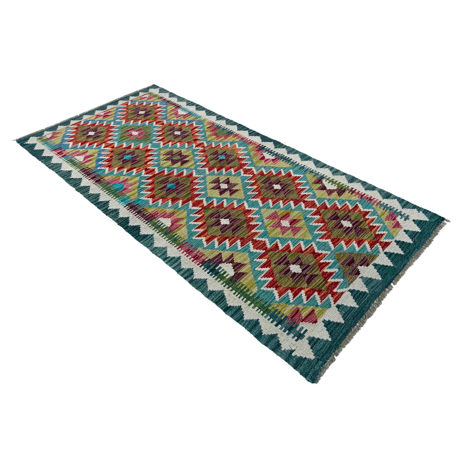 Hand Made Afghan Kilim Runner 2' 7" x 6' 3" ft / 80 x 190 cm - No. P37005