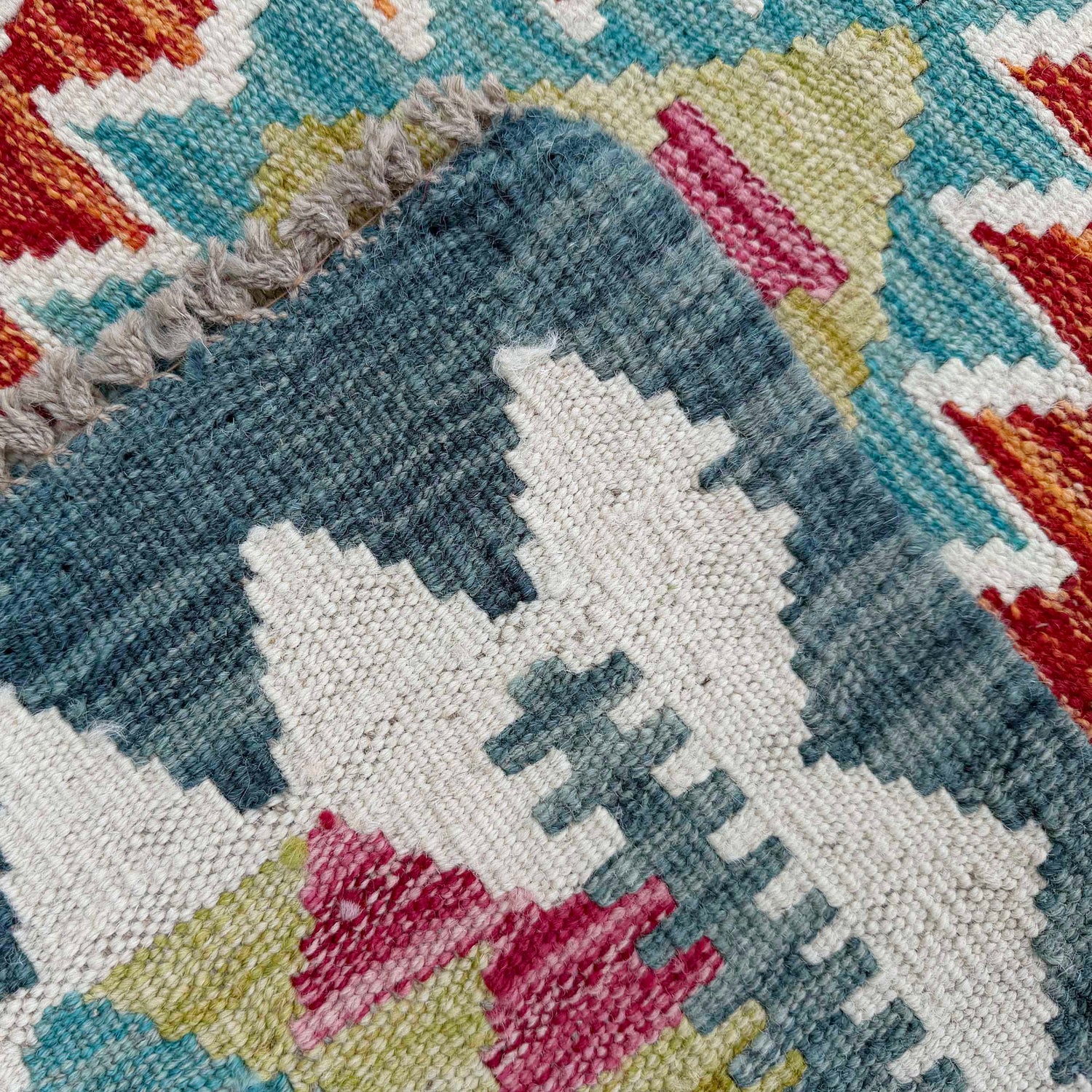 Hand Made Afghan Kilim Runner 2' 7" x 6' 3" ft / 80 x 190 cm - No. P37005