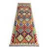 Multi Color ful Flat-Weave Wool Kilim Runner 2' 9" x 9' 7" ft / 84 x 292 cm - No. P37008