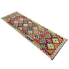 Multi Color ful Flat-Weave Wool Kilim Runner 2' 9" x 9' 7" ft / 84 x 292 cm - No. P37008