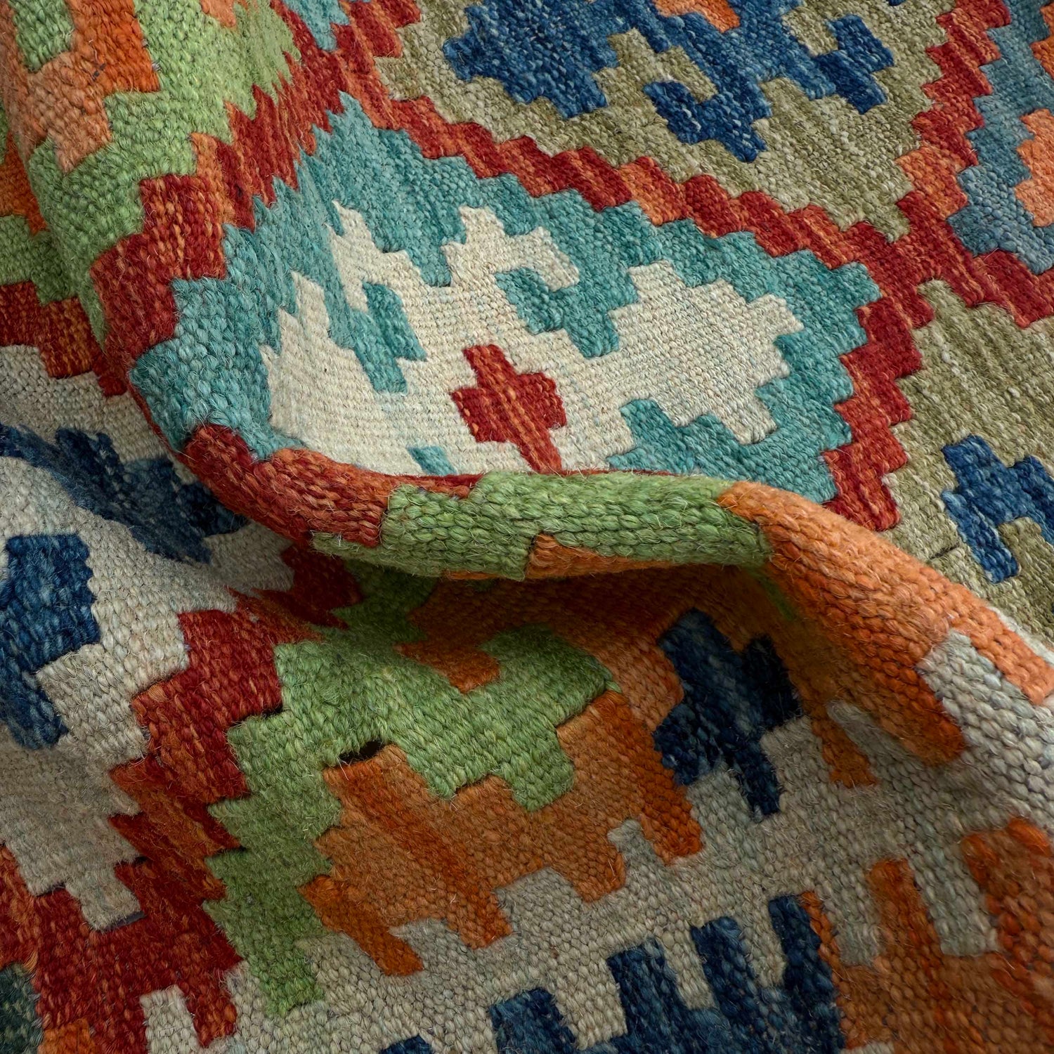 Multi Color ful Flat-Weave Wool Kilim Runner 2' 9" x 9' 7" ft / 84 x 292 cm - No. P37008
