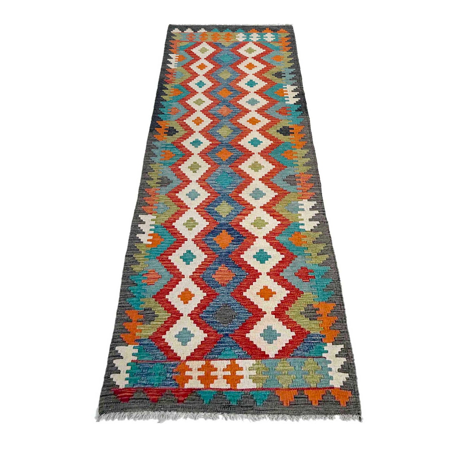 Handmade Vegetable Kilim Runner 2' 7" x 9' 9" ft / 80 x 296 cm - No. P37014