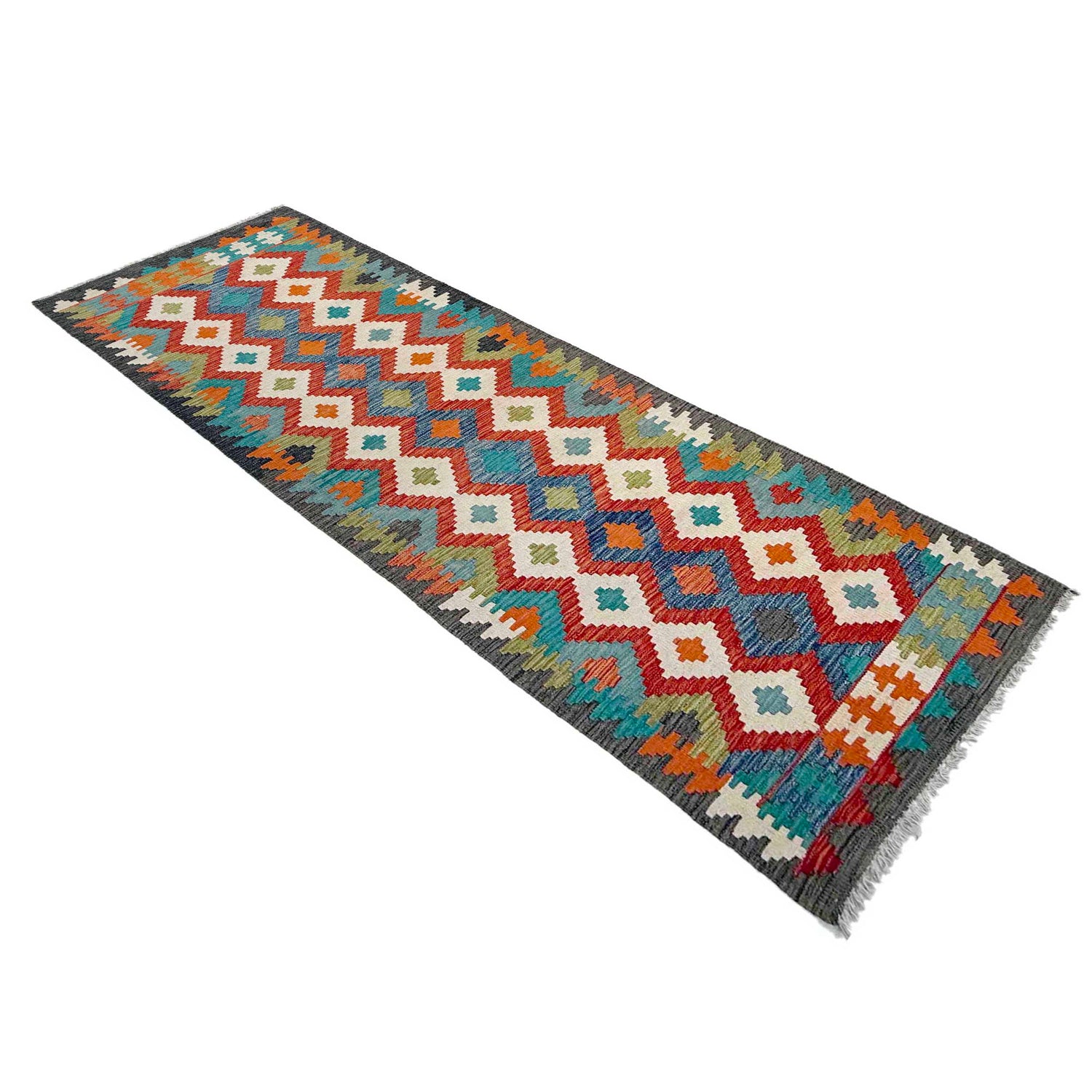Handmade Vegetable Kilim Runner 2' 7" x 9' 9" ft / 80 x 296 cm - No. P37014