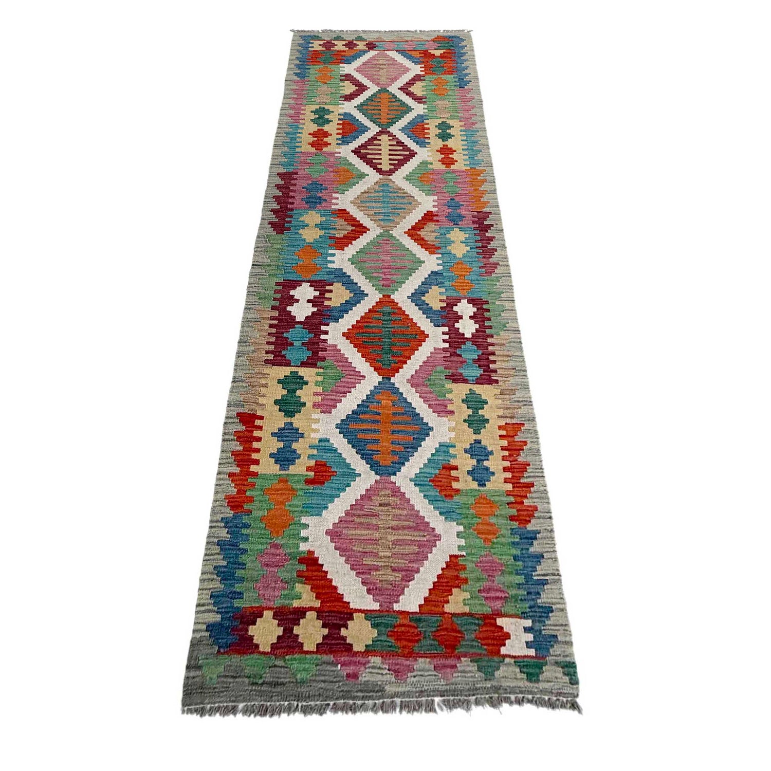 Handmade Vegetable Kelim Runner 2' 6" x 9' 10" ft / 77 x 299 cm - No. P37016