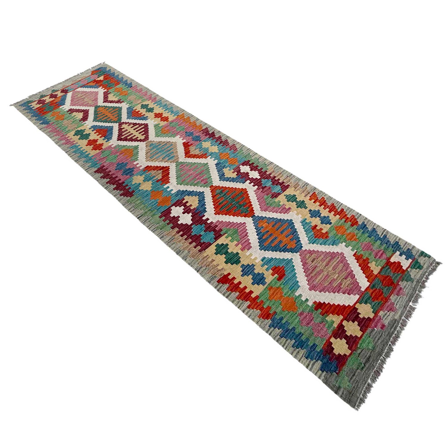 Handmade Vegetable Kelim Runner 2' 6" x 9' 10" ft / 77 x 299 cm - No. P37016