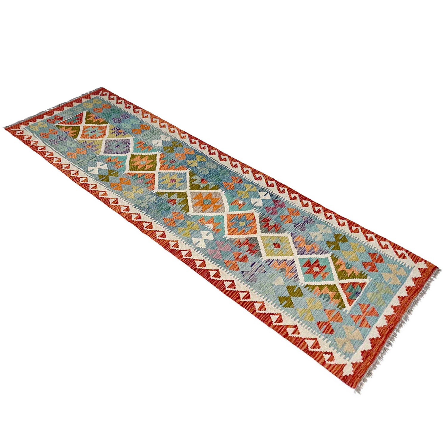 Hand Knotted Afghan Style Kilim Runner 2' 9" x 9' 8" ft / 83 x 294 cm - No. P37018
