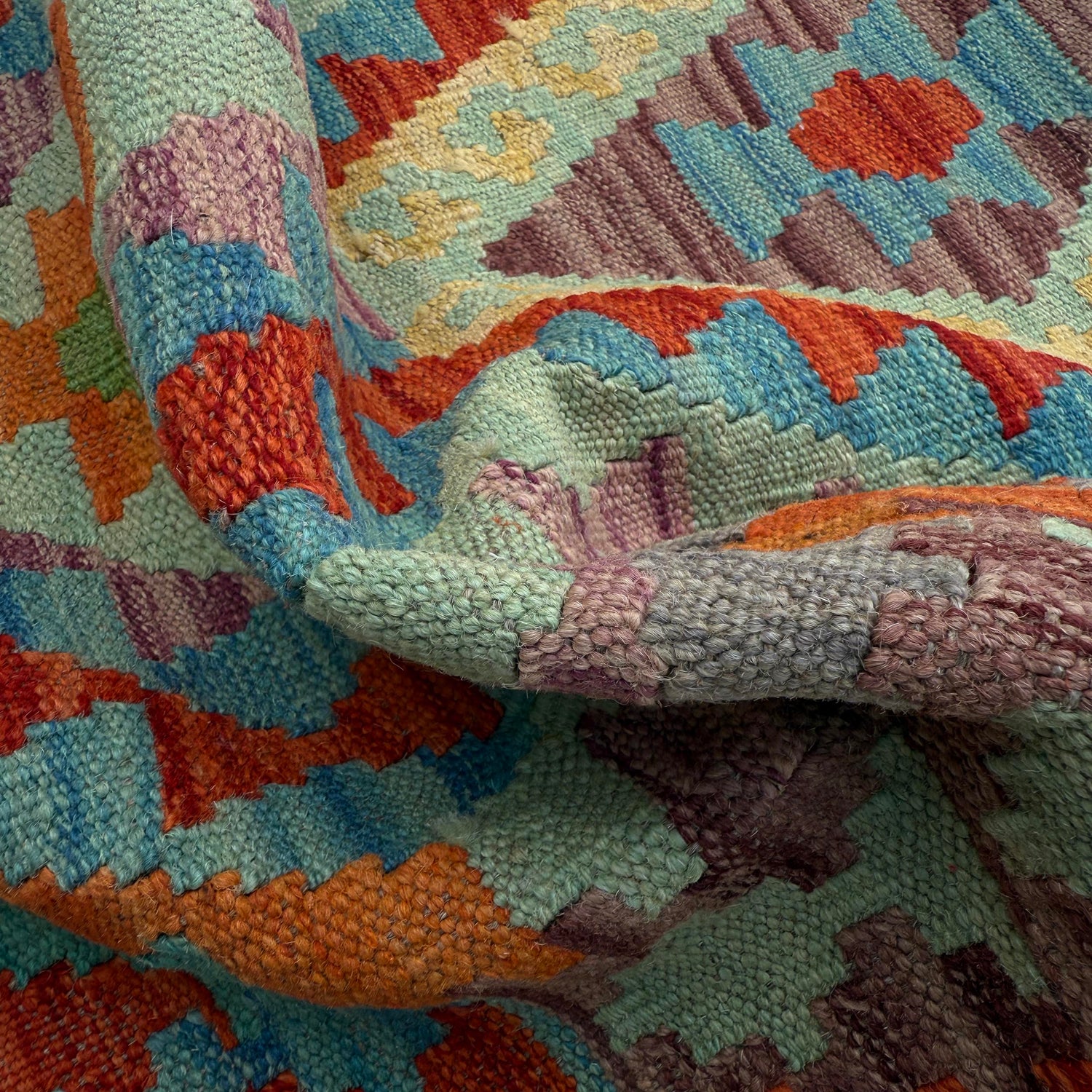 Hand Knotted Afghan Style Kilim Runner 2' 7" x 9' 9" ft / 79 x 297 cm - No. P37022
