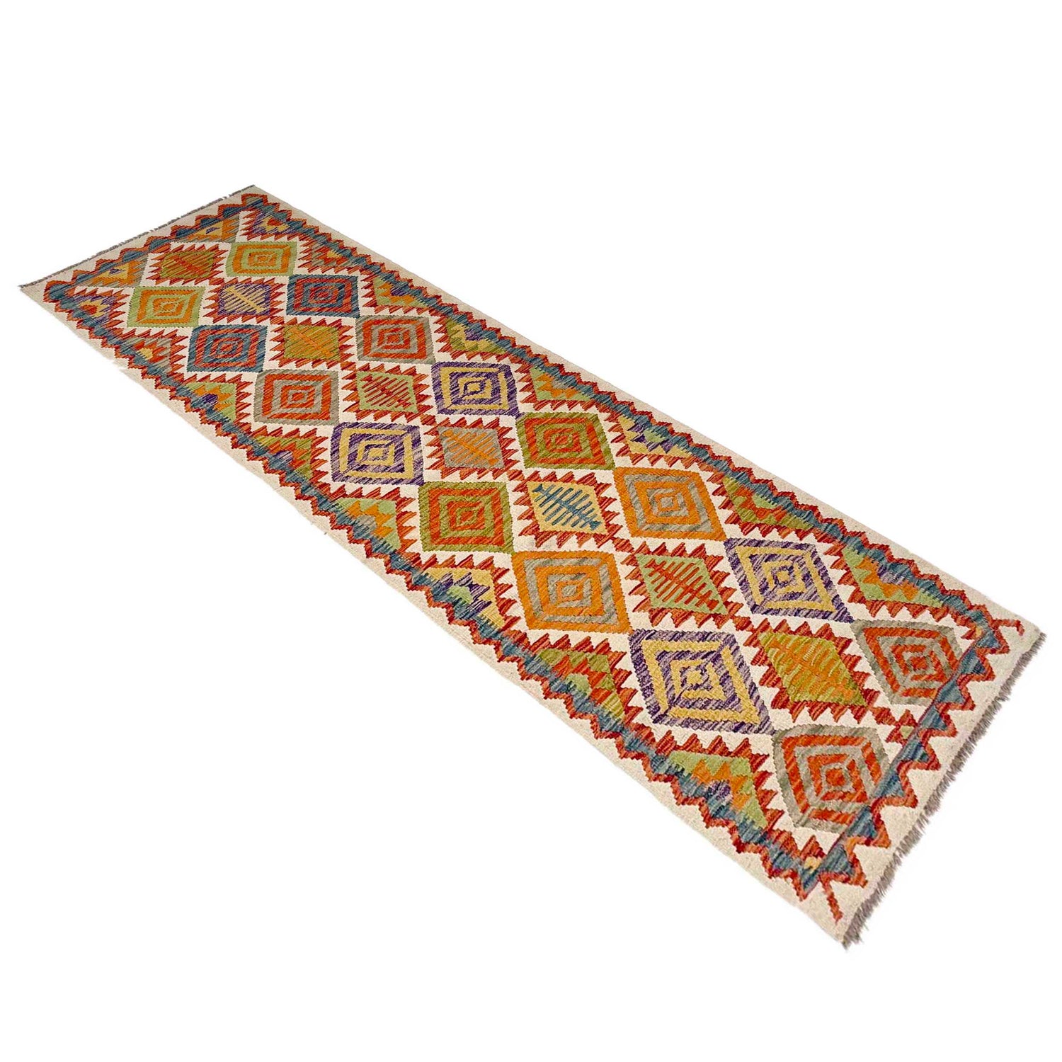 Hand Knotted Flatweave Kilim Runner 2' 9" x 10' 2" ft / 84 x 310 cm - No. P37024