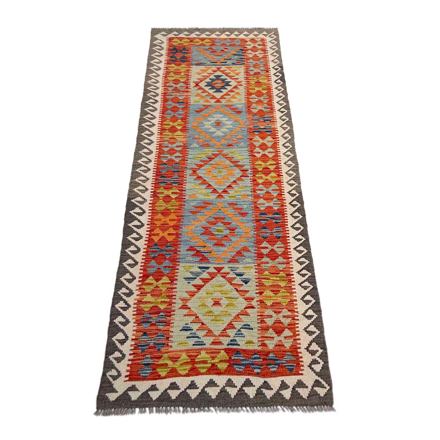 Handmade Afghan Vegetable Kilim Runner 2' 10" x 9' 6" ft / 87 x 290 cm - No. P37030
