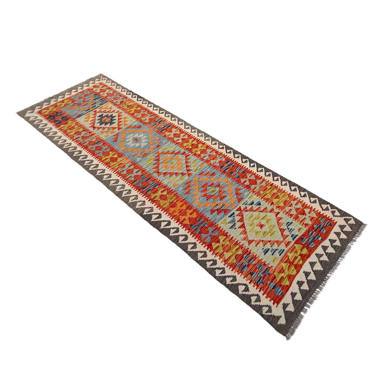 Handmade Afghan Vegetable Kilim Runner 2' 10" x 9' 6" ft / 87 x 290 cm - No. P37030