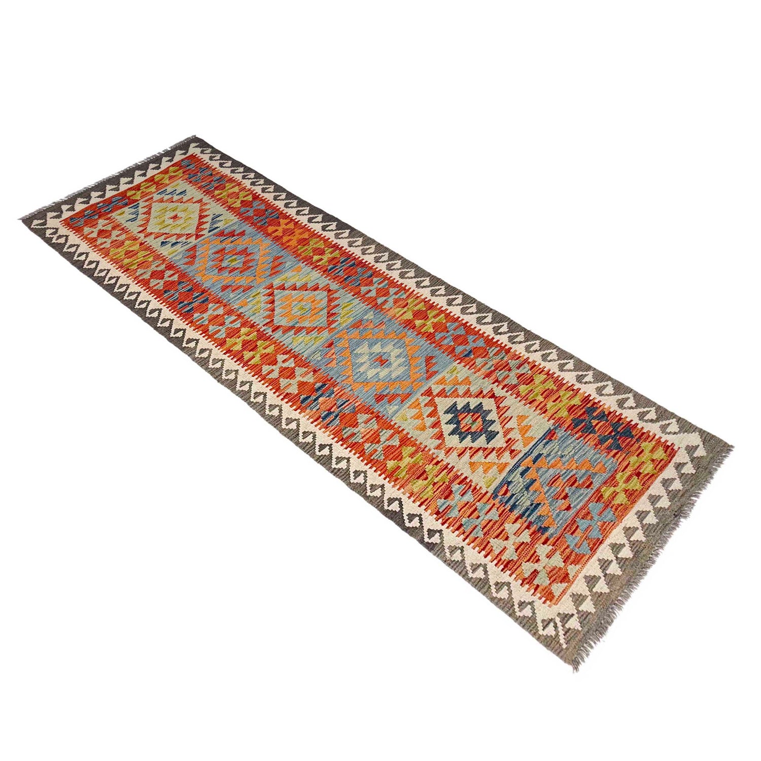 Handmade Afghan Vegetable Kilim Runner 2' 10" x 9' 6" ft / 87 x 290 cm - No. P37030