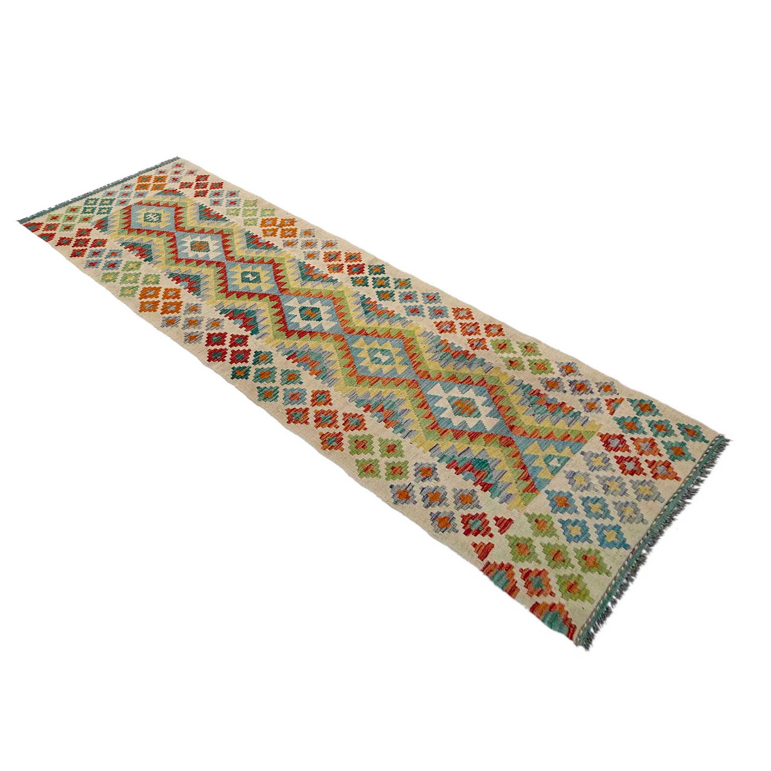 Hand Made Afghan Kilim Runner 2' 7" x 10' 1" ft / 79 x 308 cm - No. P37031