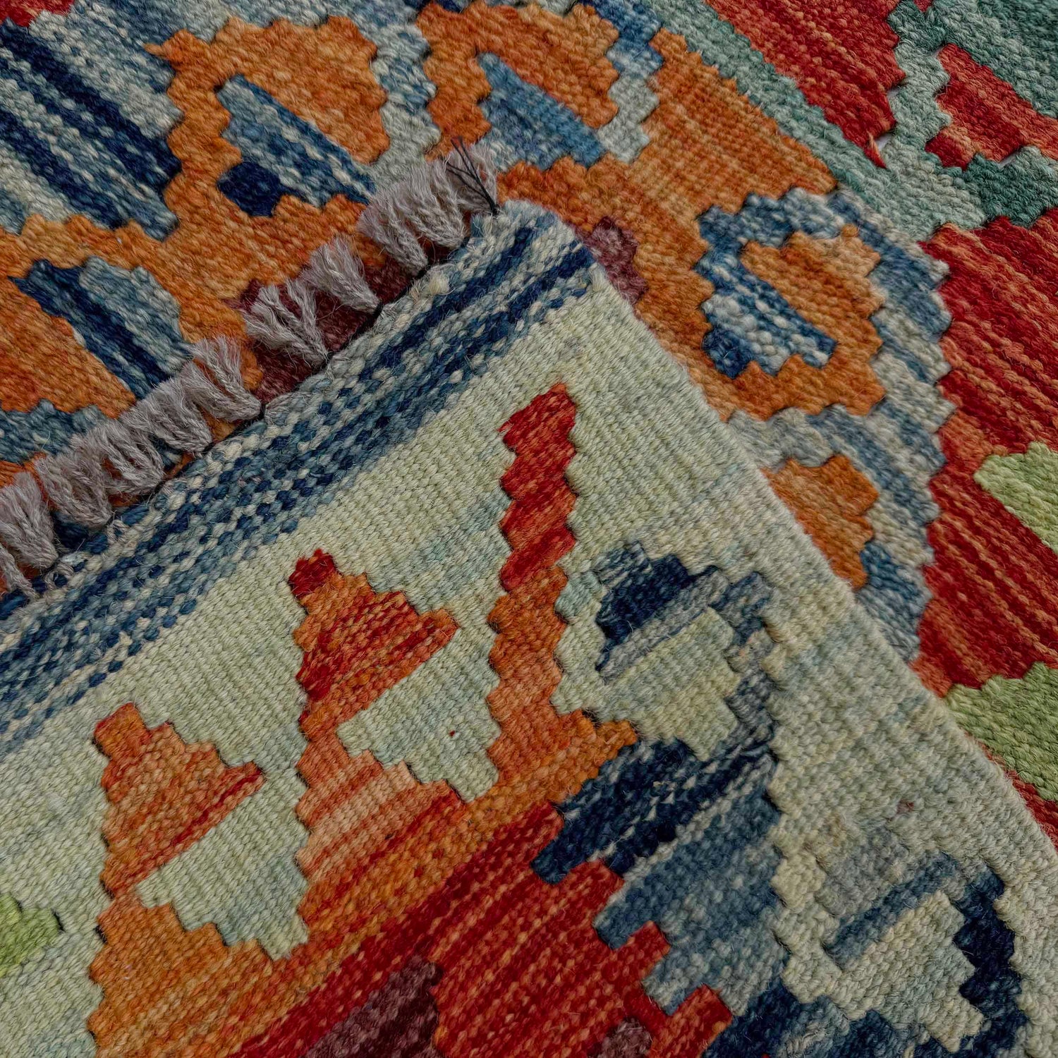 Multi Color ful Flat-Weave Wool Kilim Runner 2' 7" x 9' 11" ft / 79 x 303 cm - No. P37033