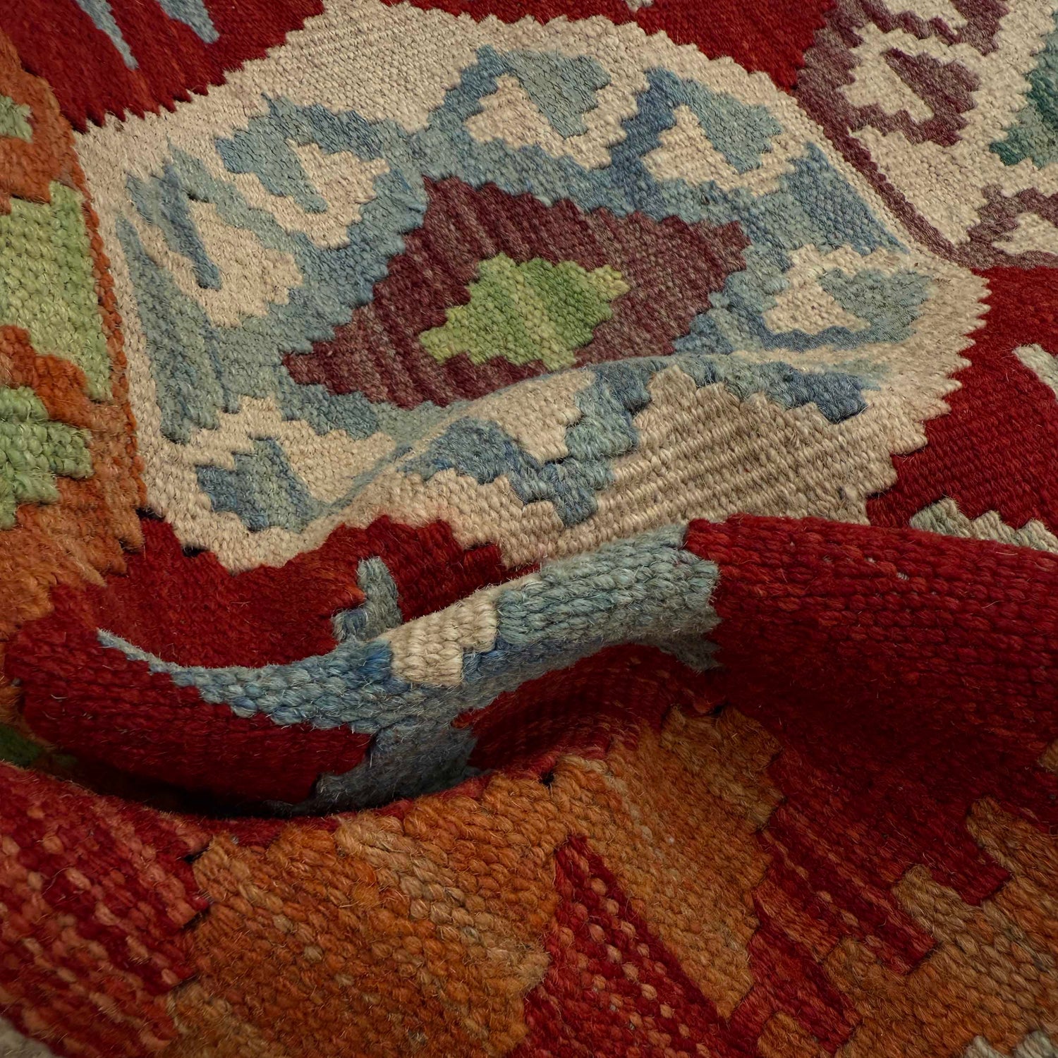Multi Color ful Flat-Weave Wool Kilim Runner 2' 7" x 9' 11" ft / 79 x 303 cm - No. P37033