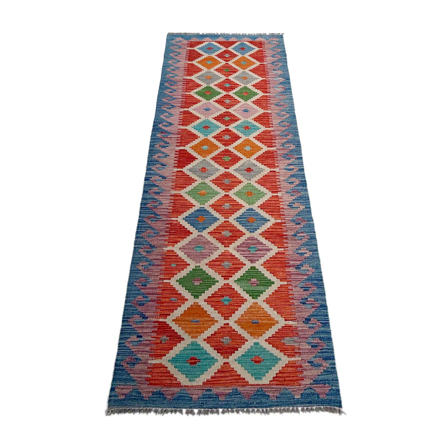 Handmade Vegetable Kilim Runner 2' 6" x 9' 9" ft / 77 x 297 cm - No. P37034