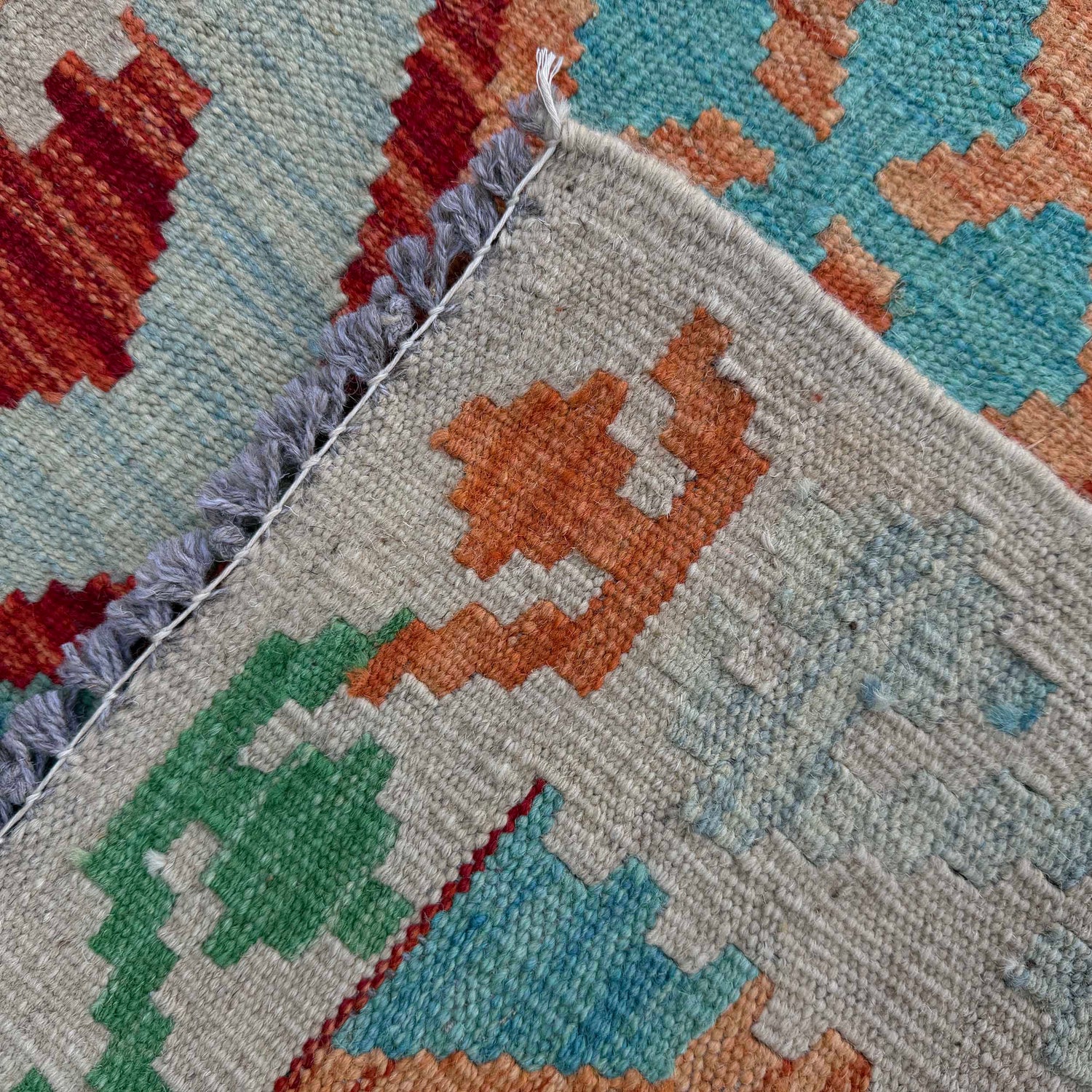 Hand Knotted Afghan Style Kilim Runner 2' 8" x 10' 0" ft / 82 x 305 cm - No. P37035