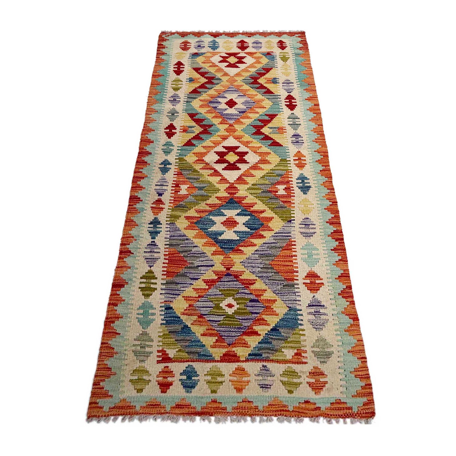 Handmade Vegetable Kelim Runner 2' 10" x 8' 0" ft / 87 x 244 cm - No. P37041