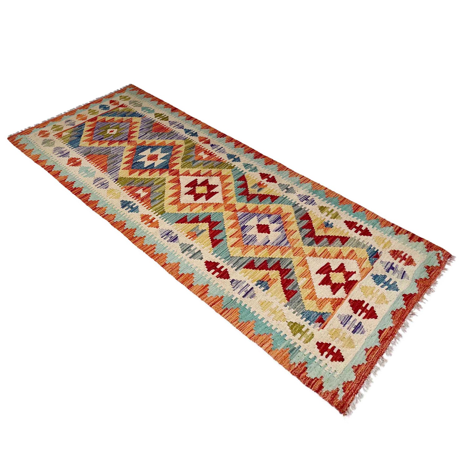 Handmade Vegetable Kelim Runner 2' 10" x 8' 0" ft / 87 x 244 cm - No. P37041
