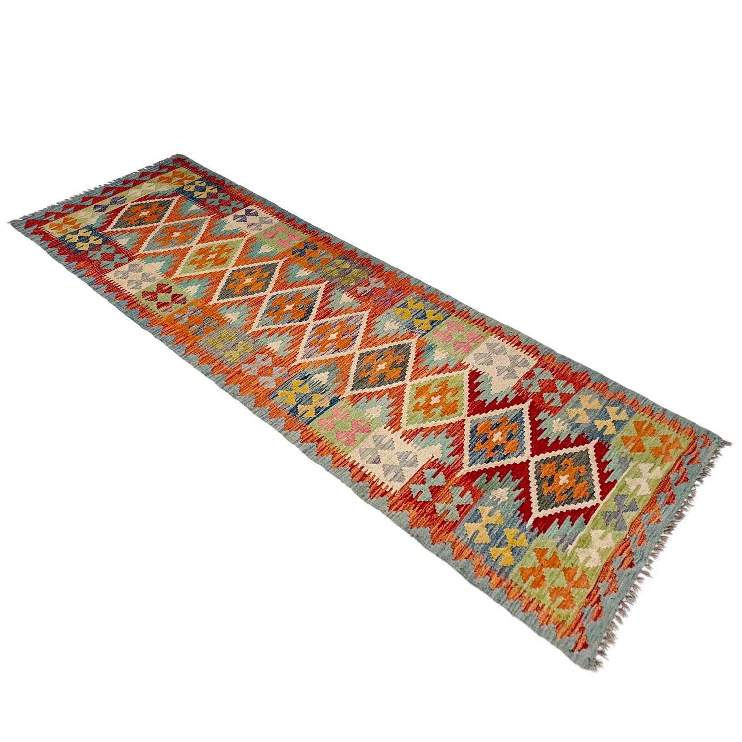 Hand Knotted Afghan Style Kilim Runner 2' 11" x 9' 5" ft / 88 x 288 cm - No. P37042