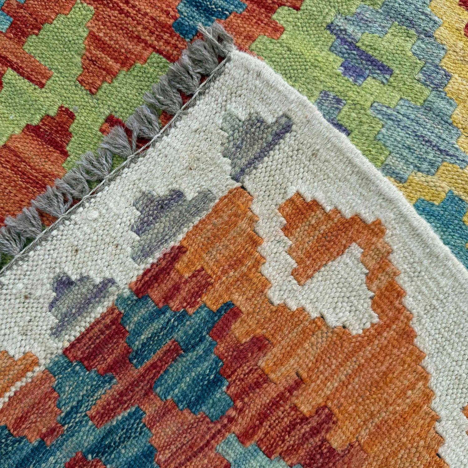 Handmade Turkish Design Wool Kilim Runner 2' 7" x 9' 8" ft / 80 x 295 cm - No. P37043