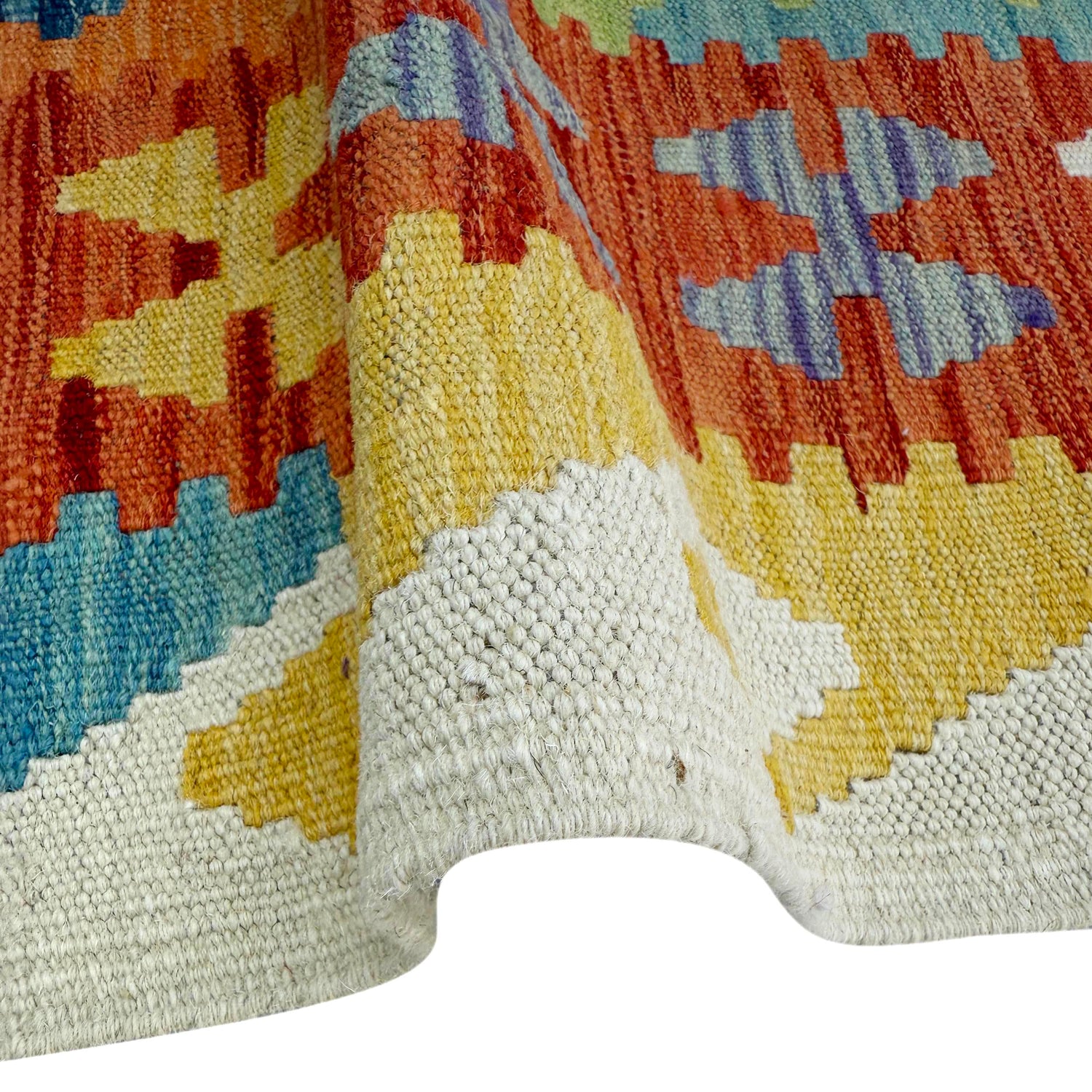 Handmade Turkish Design Wool Kilim Runner 2' 7" x 9' 8" ft / 80 x 295 cm - No. P37043