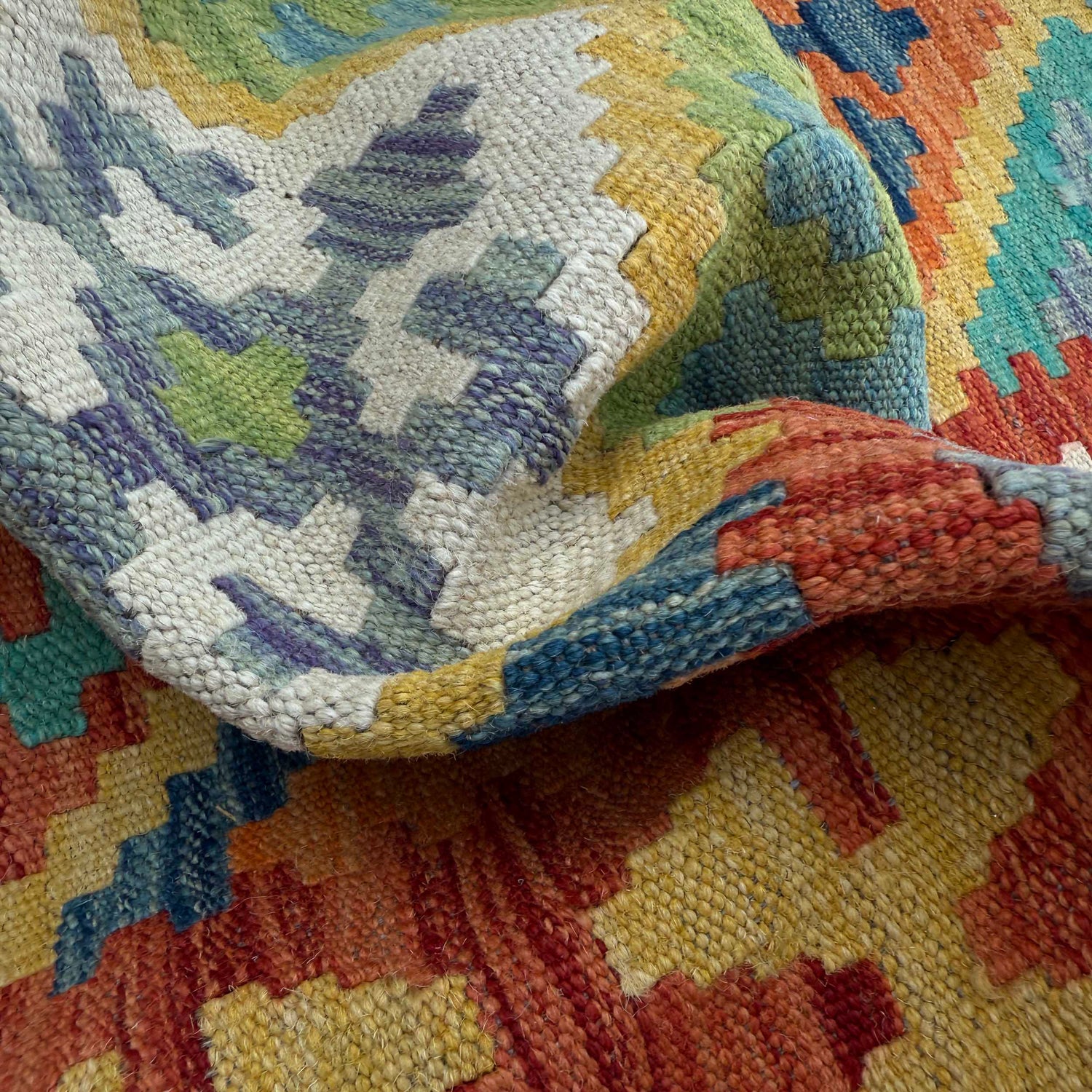 Handmade Turkish Design Wool Kilim Runner 2' 7" x 9' 8" ft / 80 x 295 cm - No. P37043