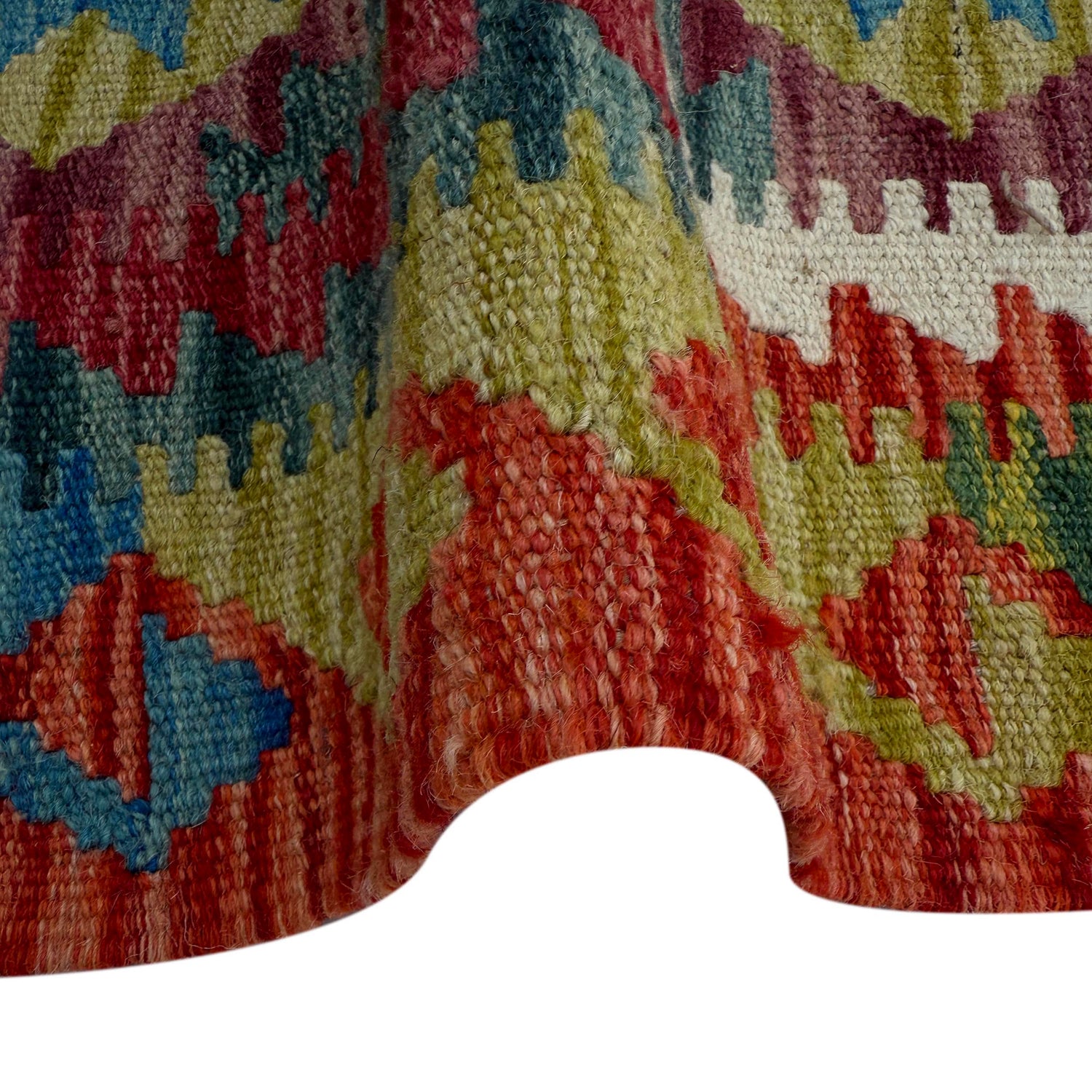 Multi Color ful Flat-Weave Wool Kilim 2' 9" x 4' 2" ft / 84 x 128 cm - No. P37053