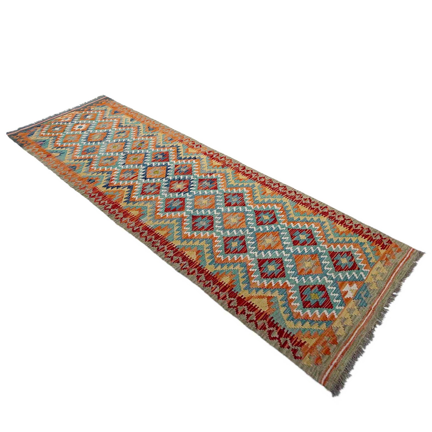 Handmade Turkish Design Wool Kilim Runner 2' 9" x 9' 9" ft / 84 x 298 cm - No. P37059