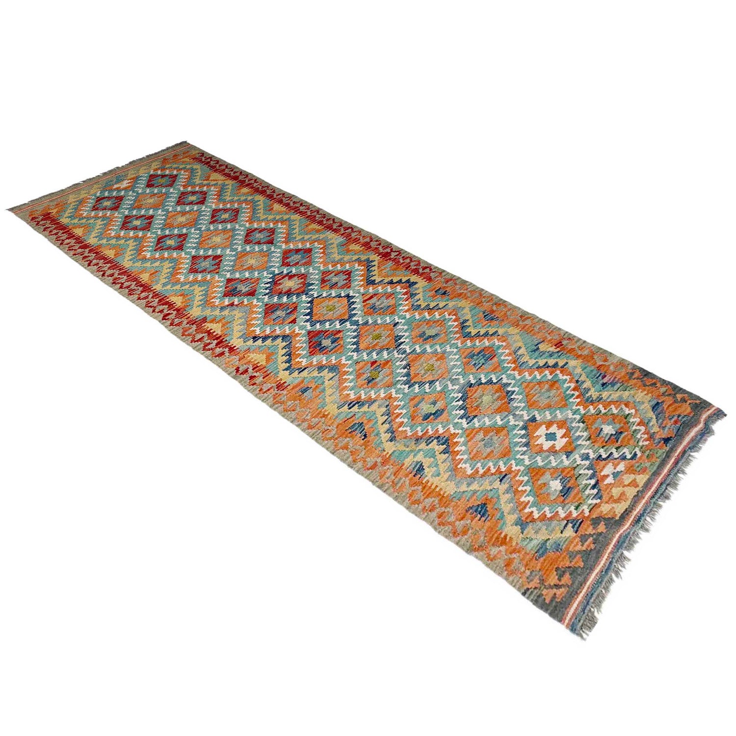Handmade Turkish Design Wool Kilim Runner 2' 9" x 9' 9" ft / 84 x 298 cm - No. P37059
