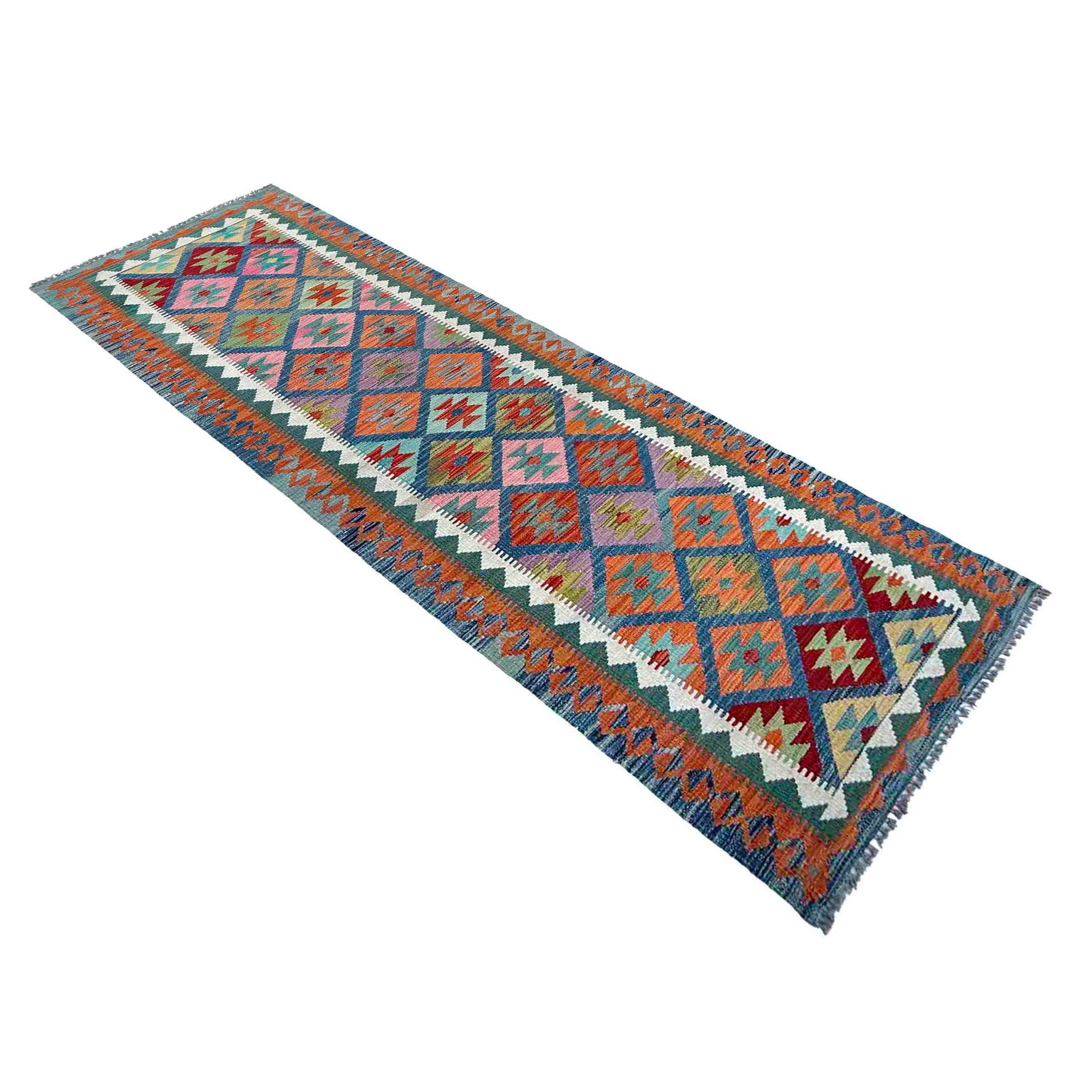 Hand Knotted Flatweave Kilim Runner 2' 9" x 9' 11" ft / 83 x 303 cm - No. P37060