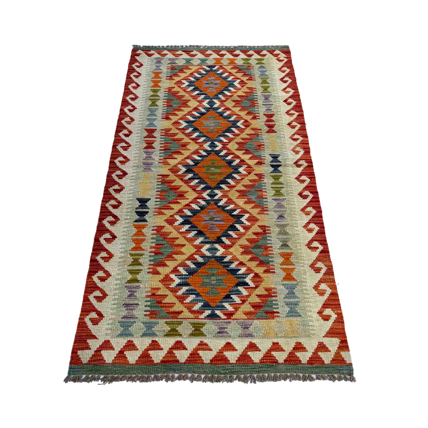 Short Kilim Runner 2' 9" x 6' 5" ft / 85 x 196 cm - No. P37068
