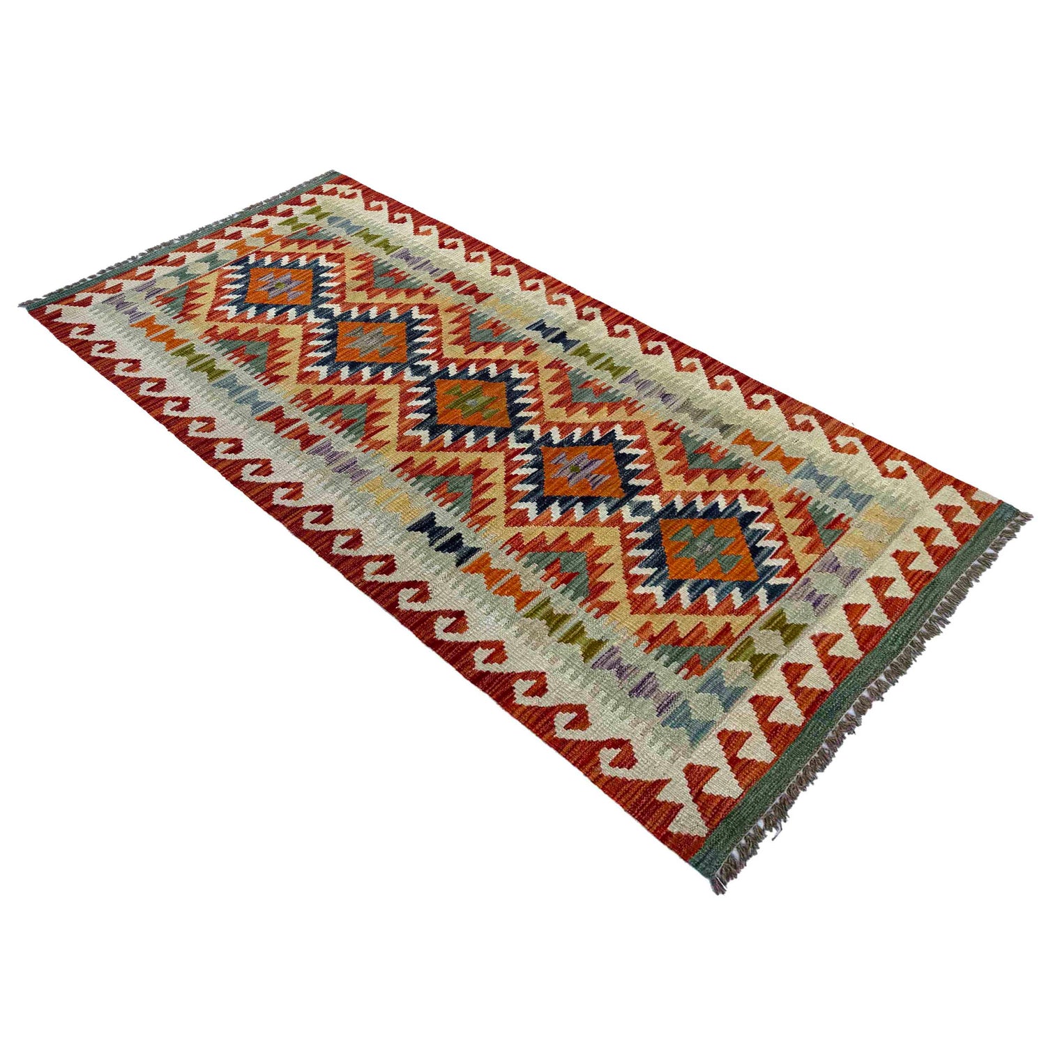 Short Kilim Runner 2' 9" x 6' 5" ft / 85 x 196 cm - No. P37068