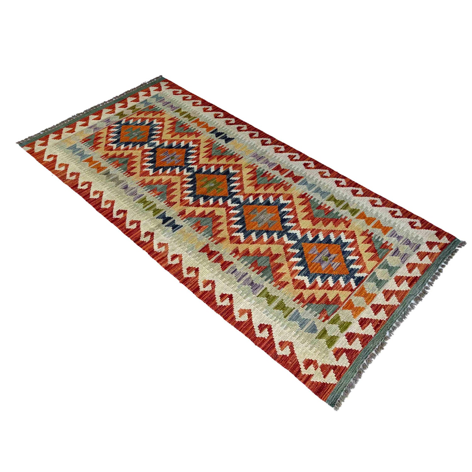 Short Kilim Runner 2' 9" x 6' 5" ft / 85 x 196 cm - No. P37068