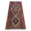Multi Color ful Flat-Weave Wool Kilim Runner 2' 6" x 6' 3" ft / 76 x 190 cm - No. P37069