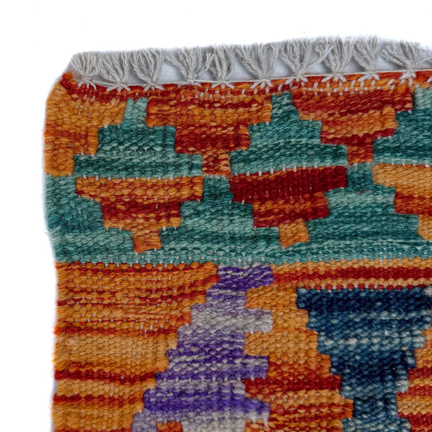 Multi Color ful Flat-Weave Wool Kilim Runner 2' 6" x 6' 3" ft / 76 x 190 cm - No. P37069