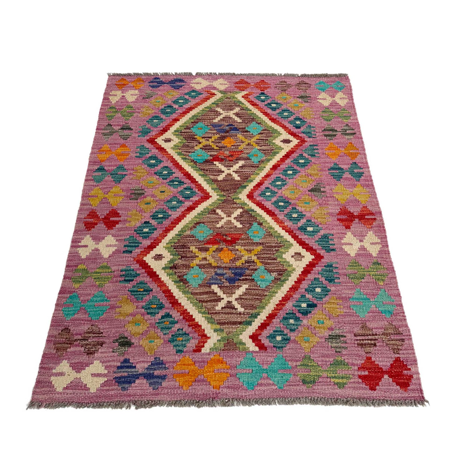 Hand Knotted Afghan Style Kilim 2' 7" x 3' 11" ft / 80 x 120 cm - No. P37073