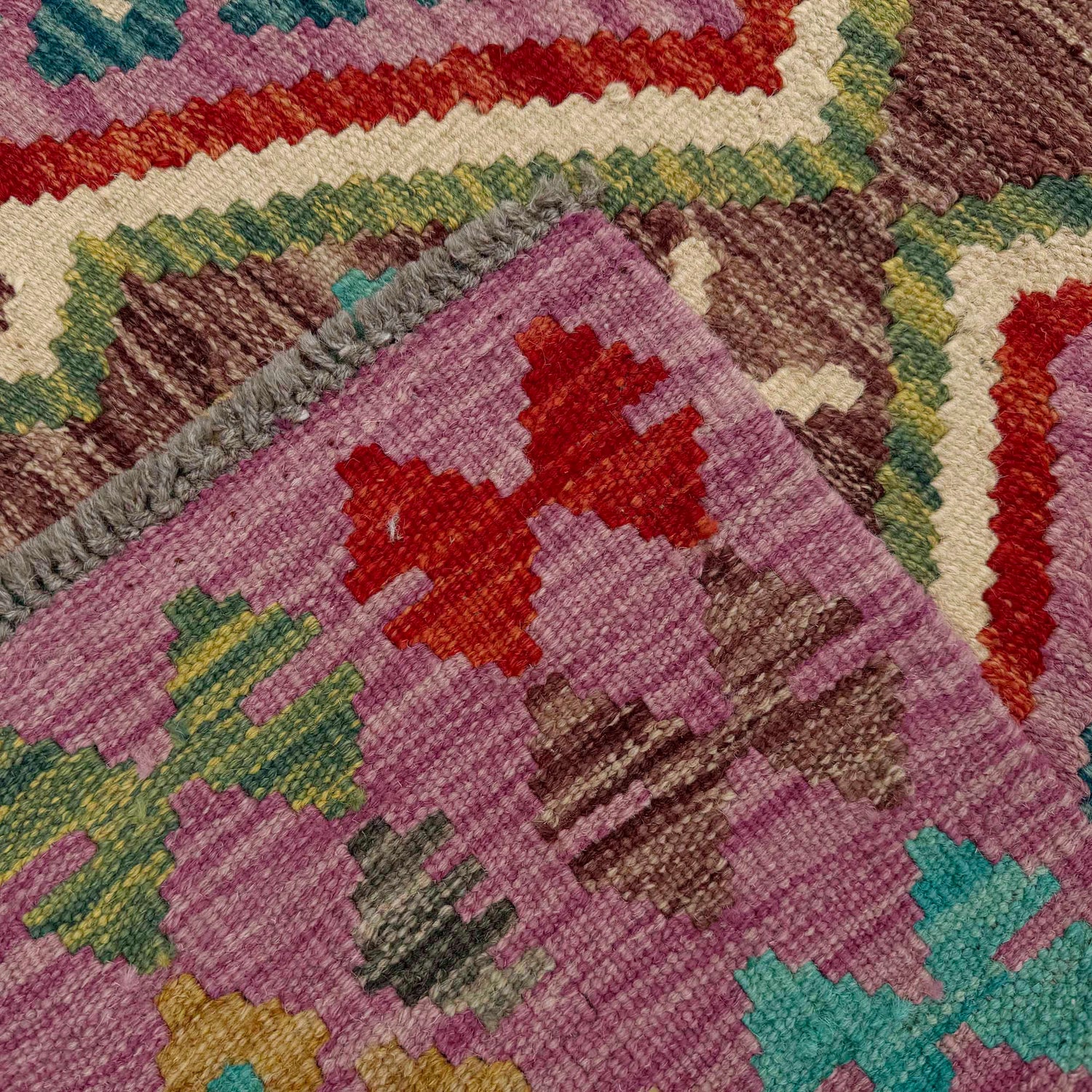 Hand Knotted Afghan Style Kilim 2' 7" x 3' 11" ft / 80 x 120 cm - No. P37073