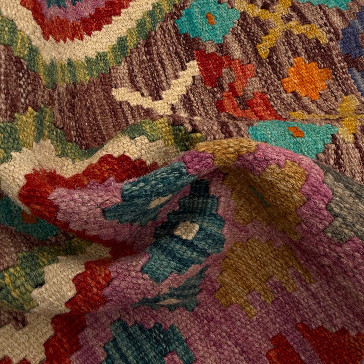 Hand Knotted Afghan Style Kilim 2' 7" x 3' 11" ft / 80 x 120 cm - No. P37073