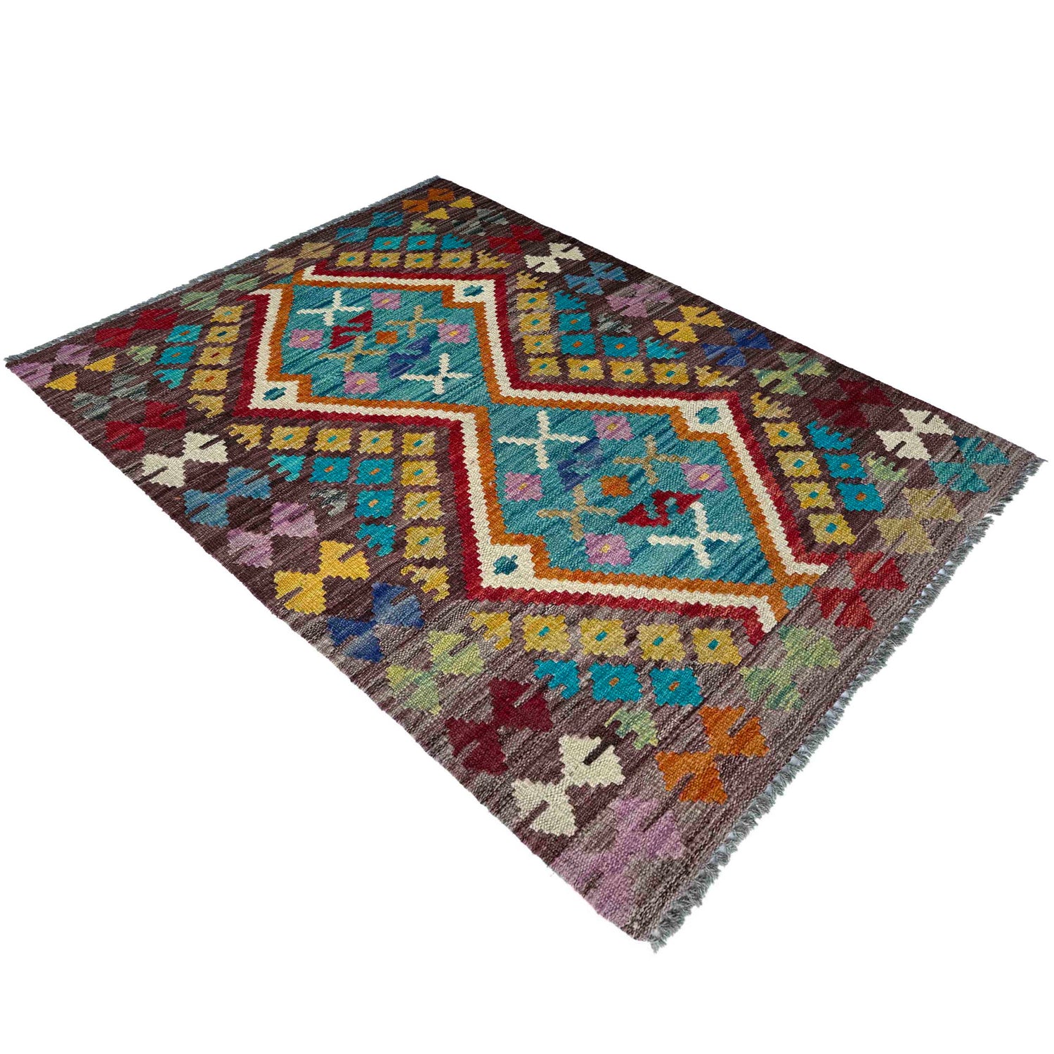 Hand Knotted Afghan Style Kilim 2' 7" x 3' 11" ft / 79 x 120 cm - No. P37075