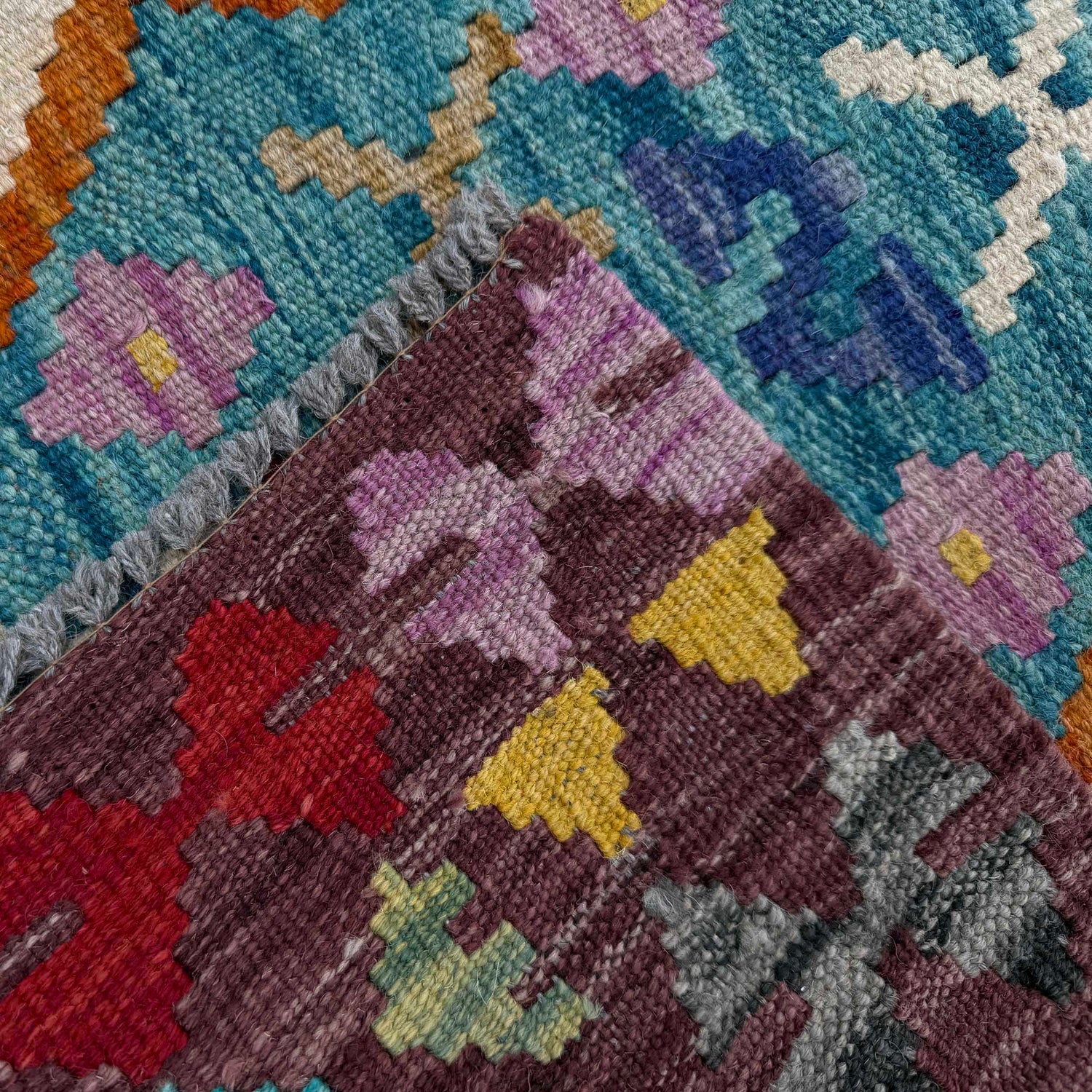 Hand Knotted Afghan Style Kilim 2' 7" x 3' 11" ft / 79 x 120 cm - No. P37075