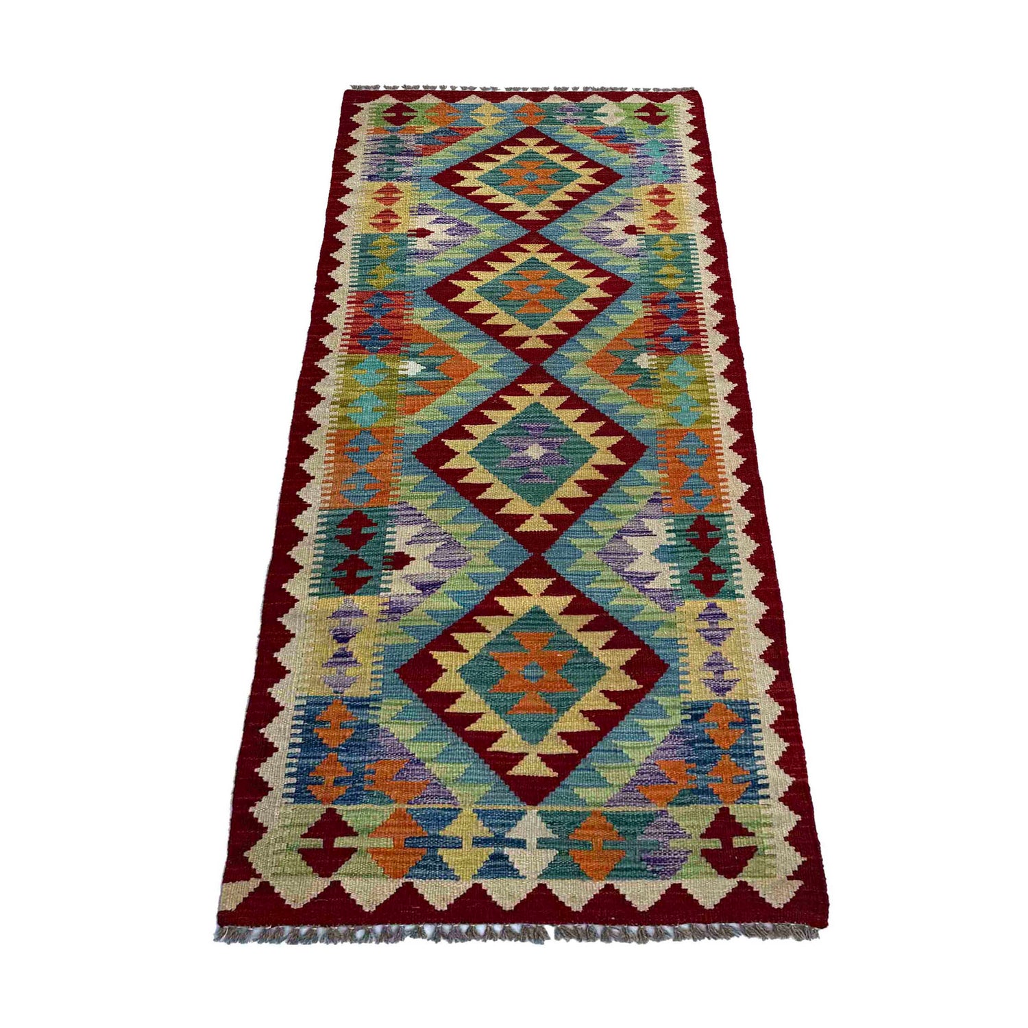 Handmade Vegetable Kilim Runner 2' 6" x 6' 6" ft / 75 x 198 cm - No. P37080