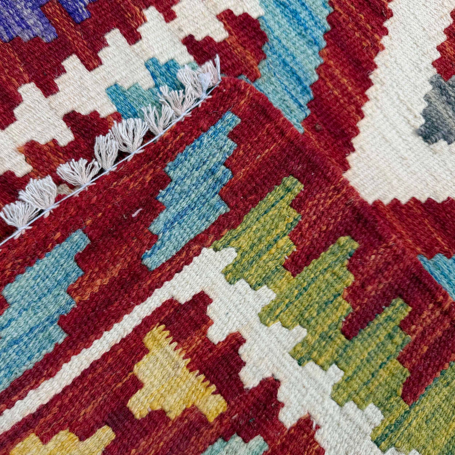Hand Knotted Afghan Style Kilim Runner 2' 4" x 6' 9" ft / 70 x 207 cm - No. P37088