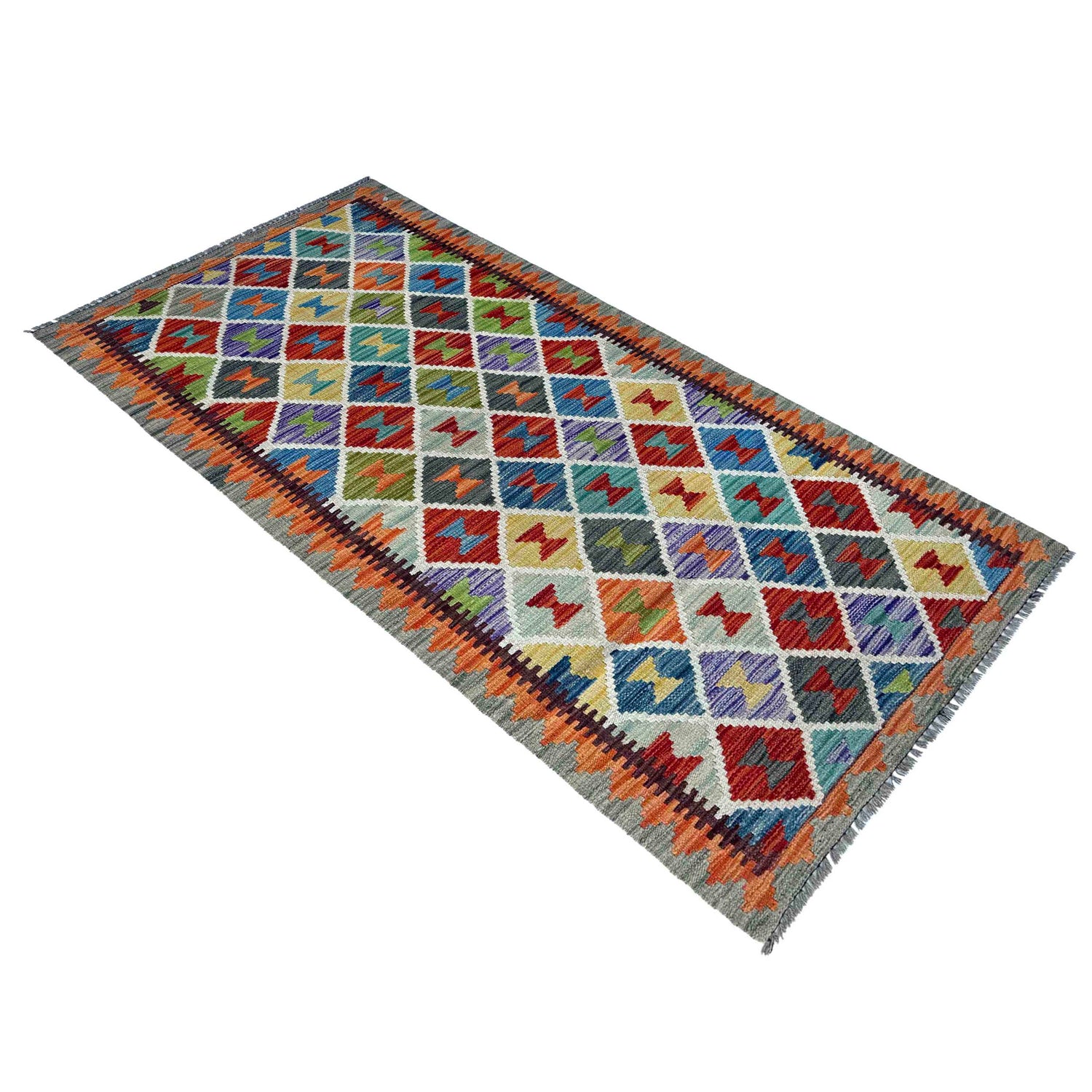 Handmade Turkish Design Wool Kilim Runner 2' 9" x 6' 4" ft / 83 x 194 cm - No. P37090