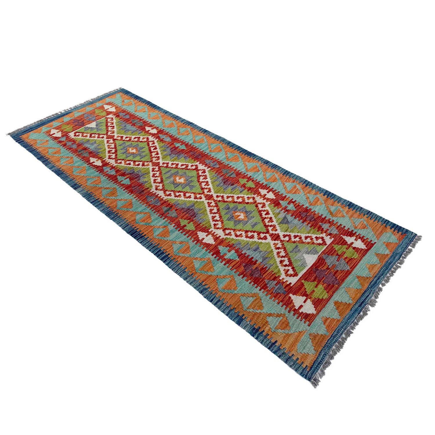 Handmade Afghan Vegetable Kilim Runner 2' 6" x 6' 5" ft / 75 x 196 cm - No. P37094