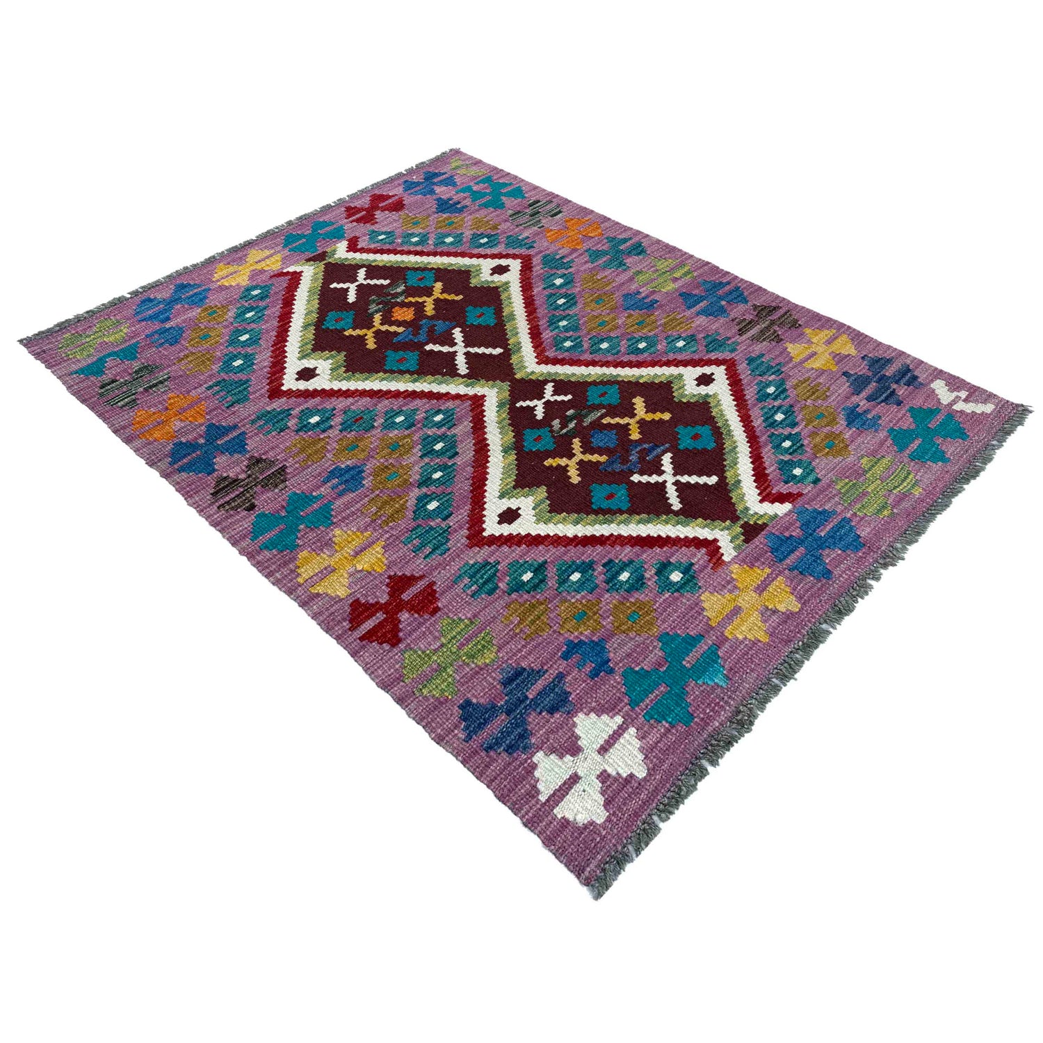 Handmade Afghan Vegetable Kilim 2' 10" x 3' 10" ft / 86 x 118 cm - No. P37099