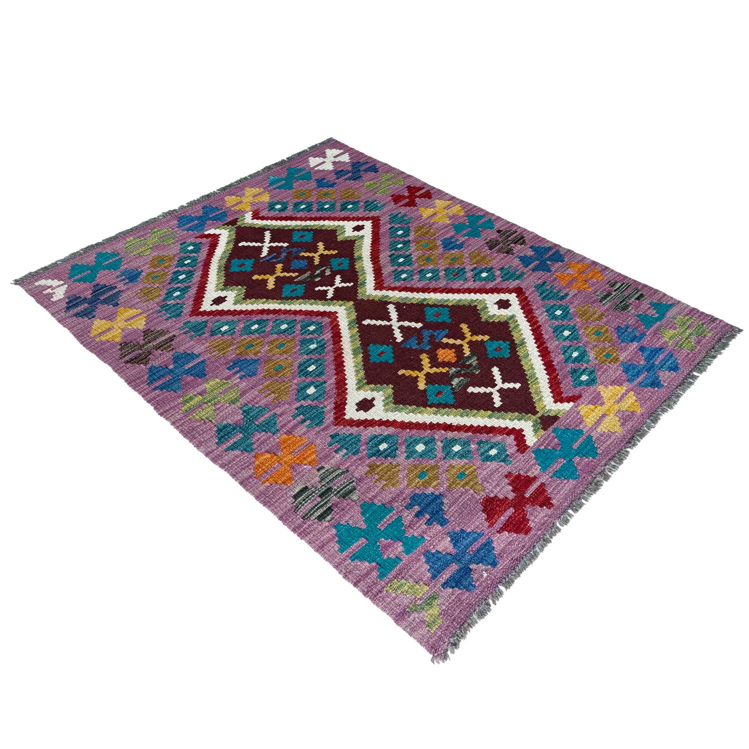 Handmade Afghan Vegetable Kilim 2' 10" x 3' 10" ft / 86 x 118 cm - No. P37099