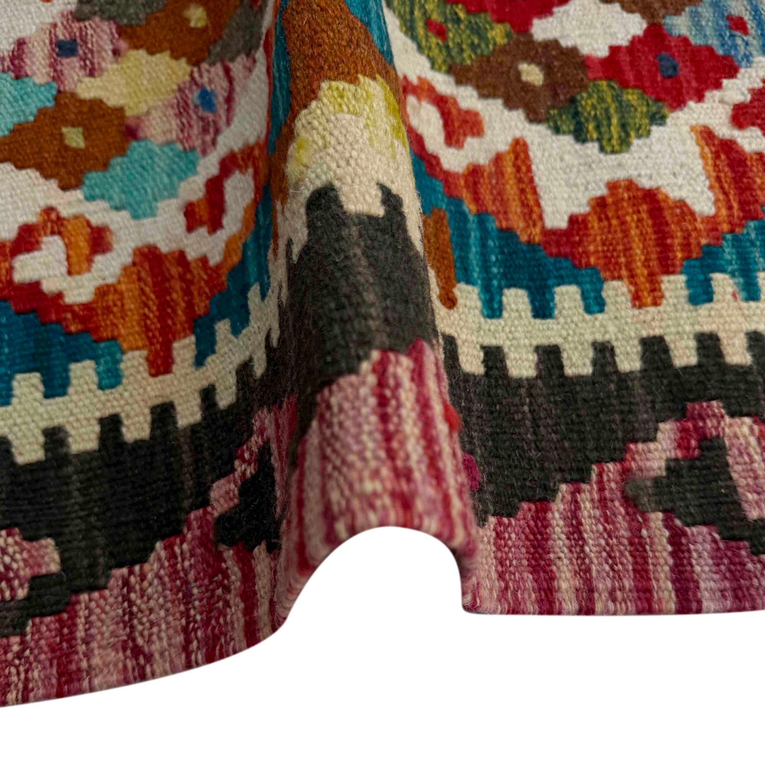 Hand Knotted Afghan Style Kilim 2' 8" x 4' 1" ft / 81 x 125 cm - No. P37103