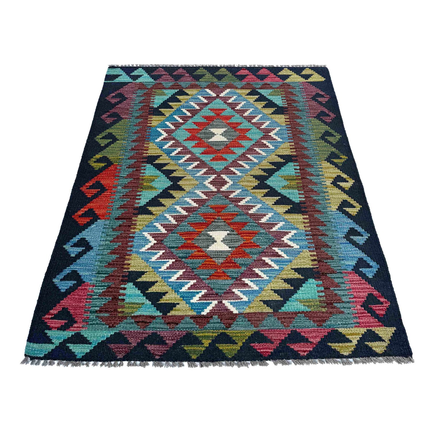 Hand Made Afghan Kilim 2' 10" x 3' 11" ft / 86 x 120 cm - No. P37104