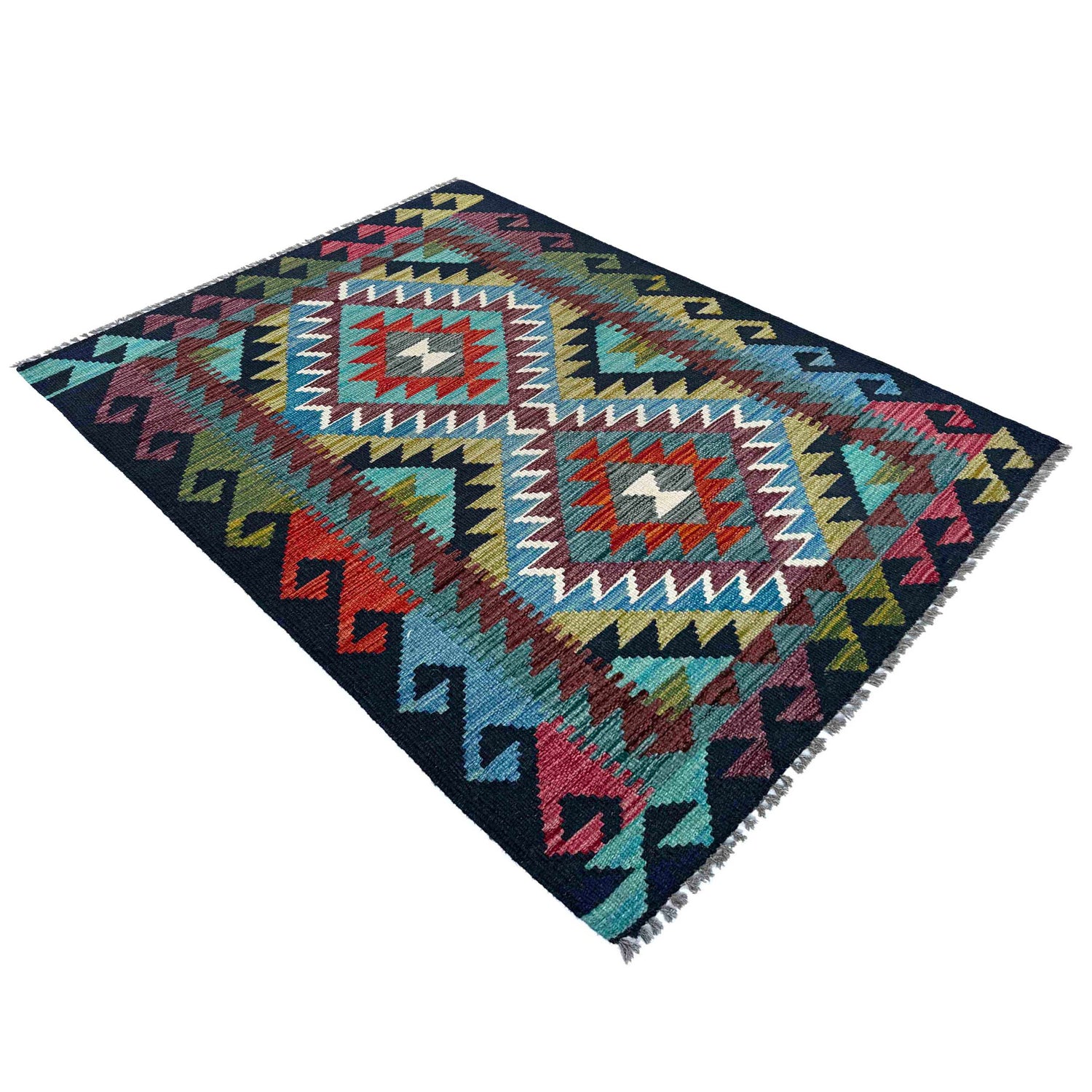 Hand Made Afghan Kilim 2' 10" x 3' 11" ft / 86 x 120 cm - No. P37104
